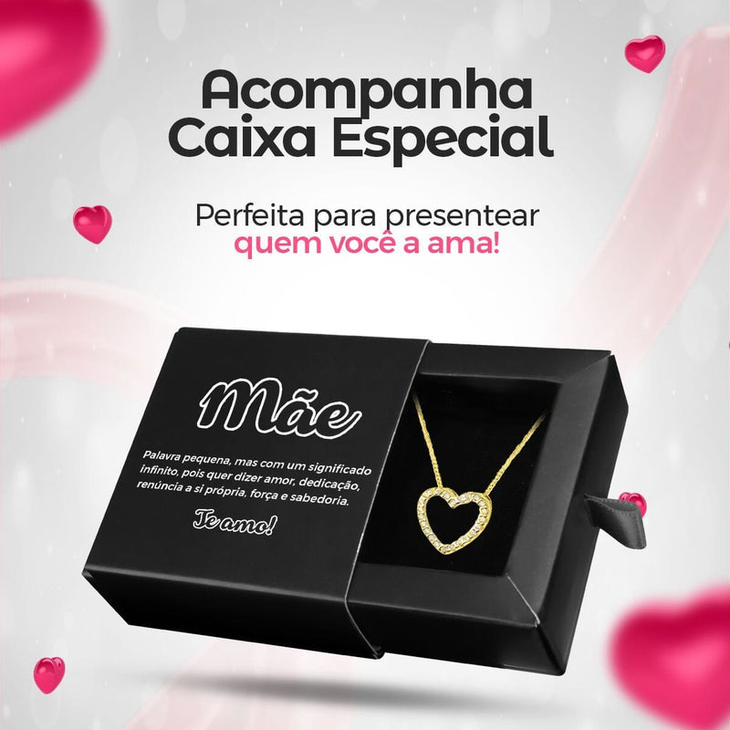 relogio feminino aço inox + colar coração + caixa + pulseira