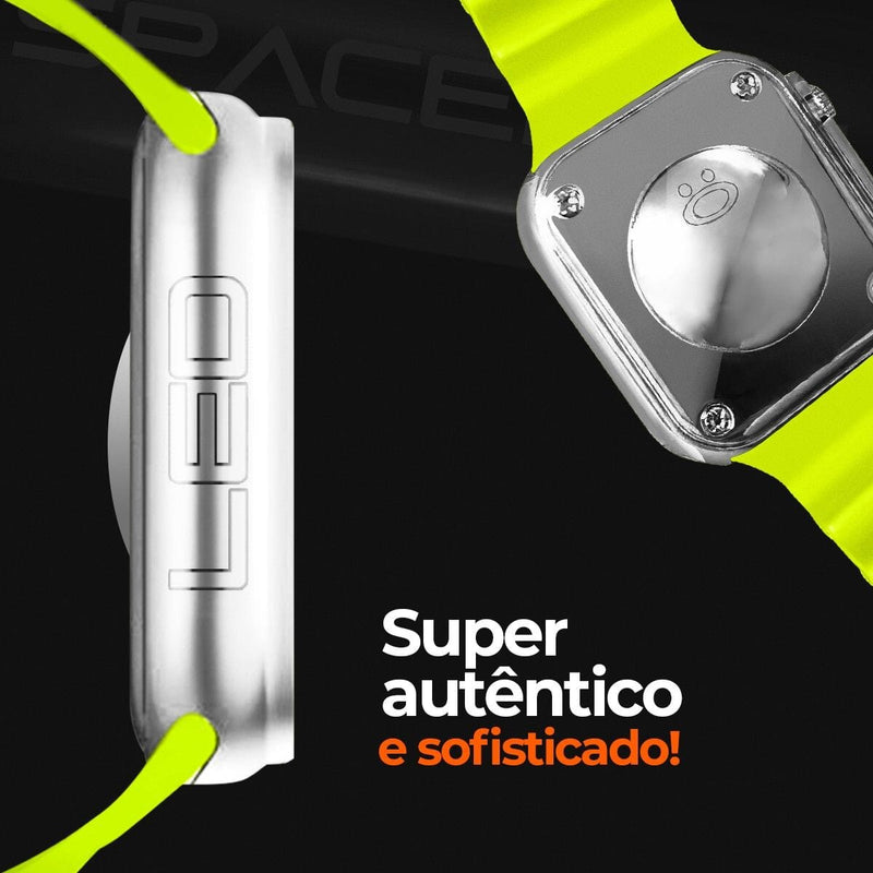 Relógio feminino aço inox led silicone ultra + caixa