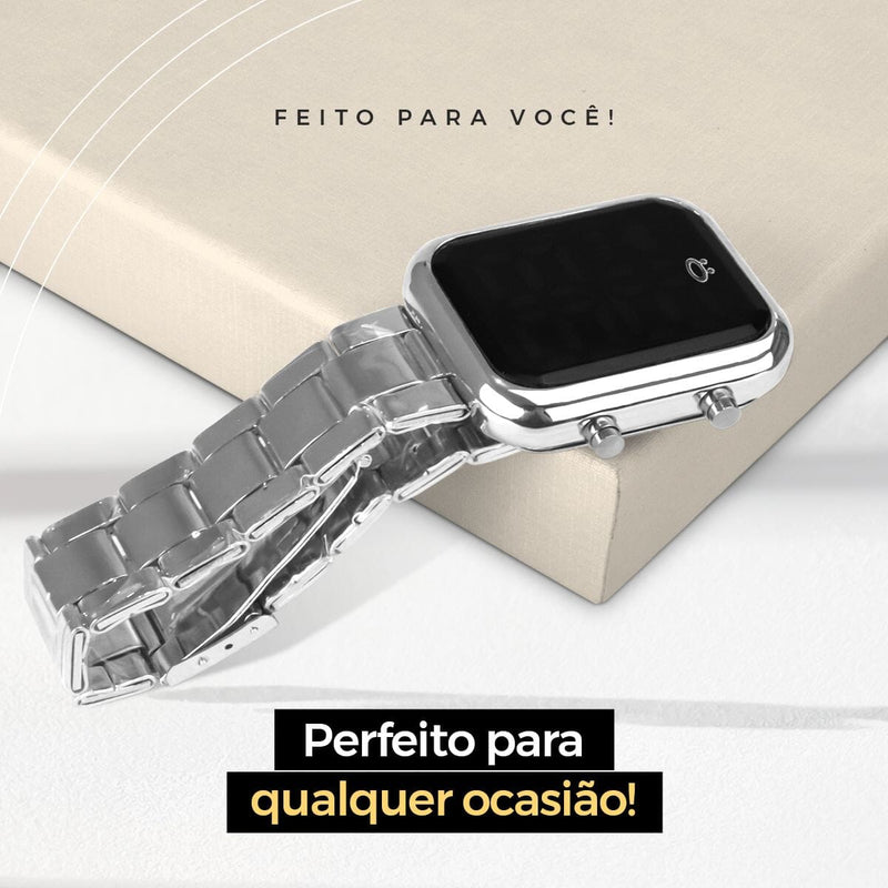 Relogio feminino aço inox prata + pulseira pandora original