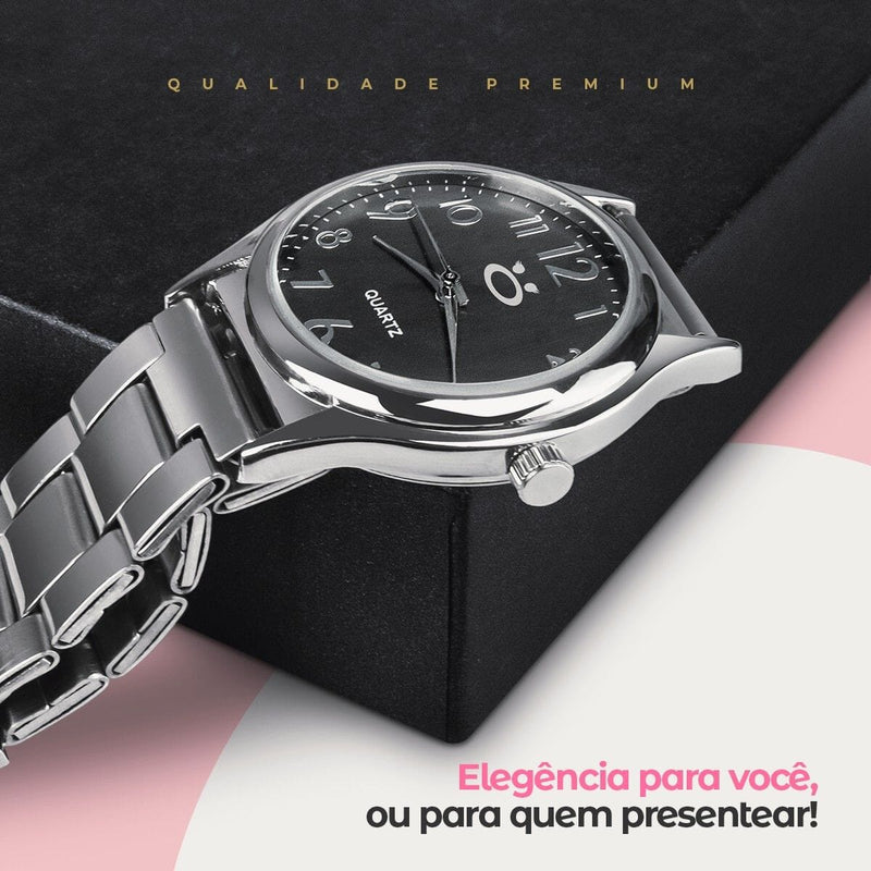 Relogio feminino aço inox prata qualidade premium social