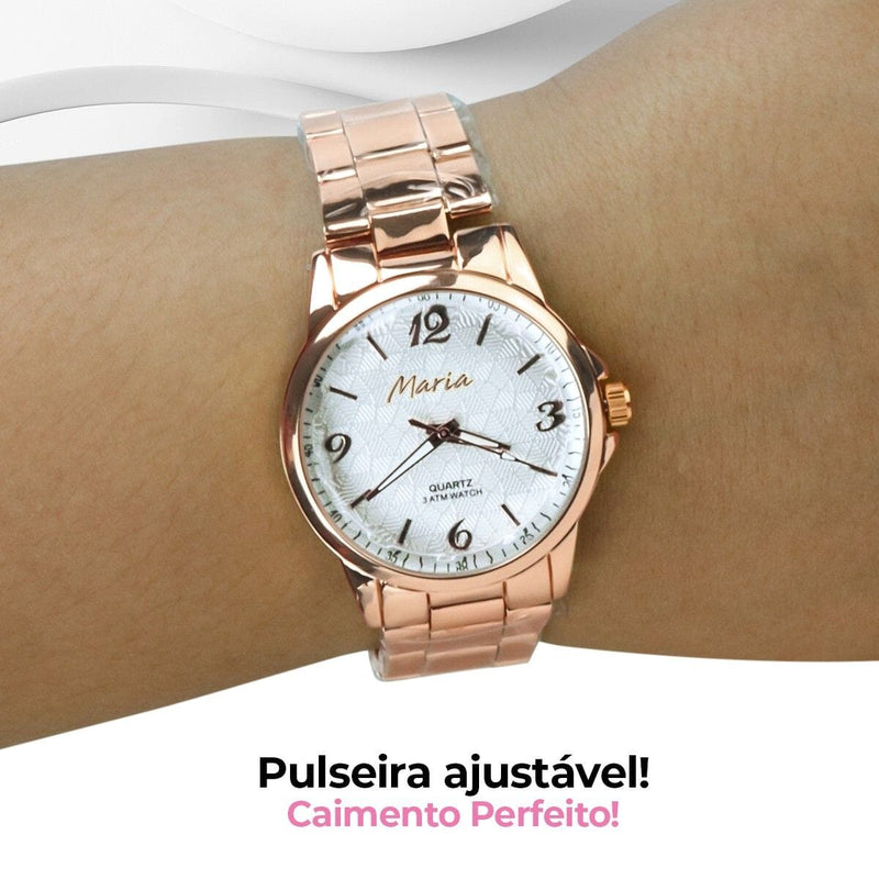 Relogio feminino banhado qualidade premium + pulseira