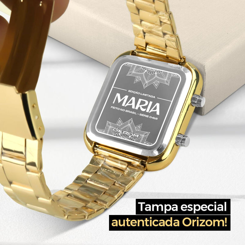 Relogio feminino digital dourado + pulseira pandora