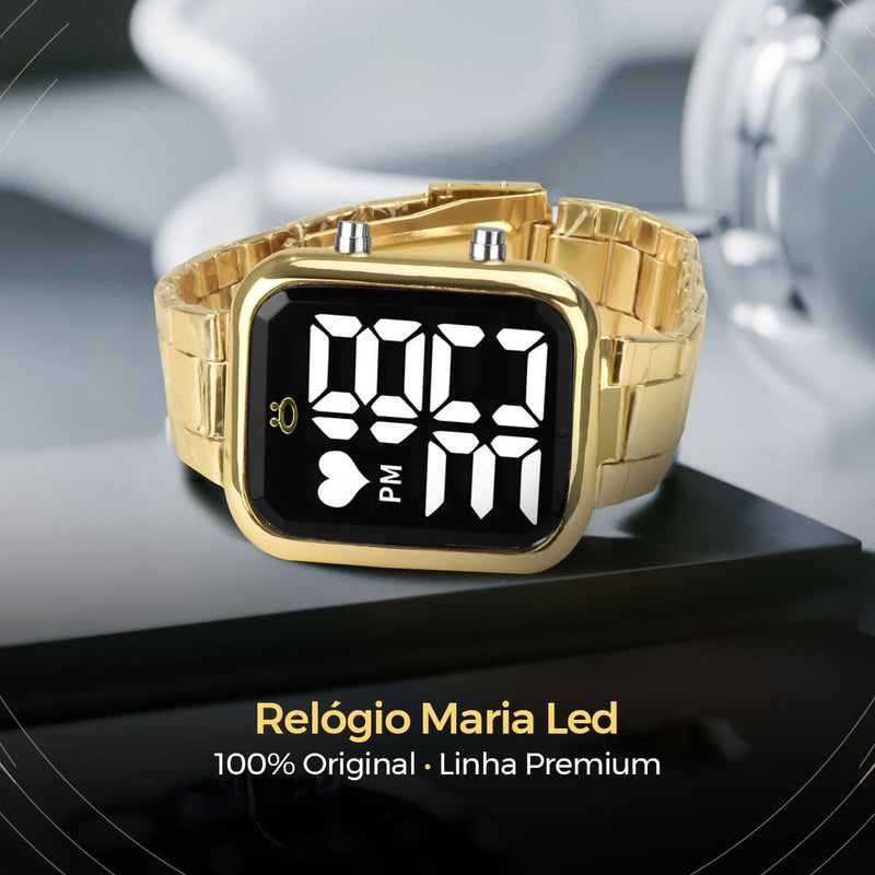 Relogio feminino digital dourado + pulseira pandora