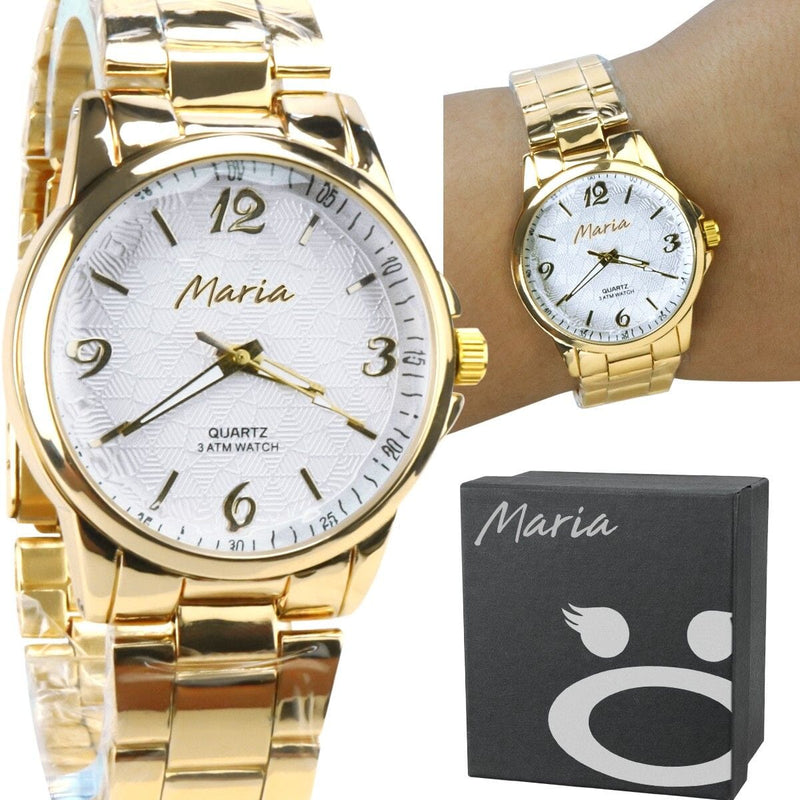 Relogio feminino dourado aço inox caixa dourado analogico