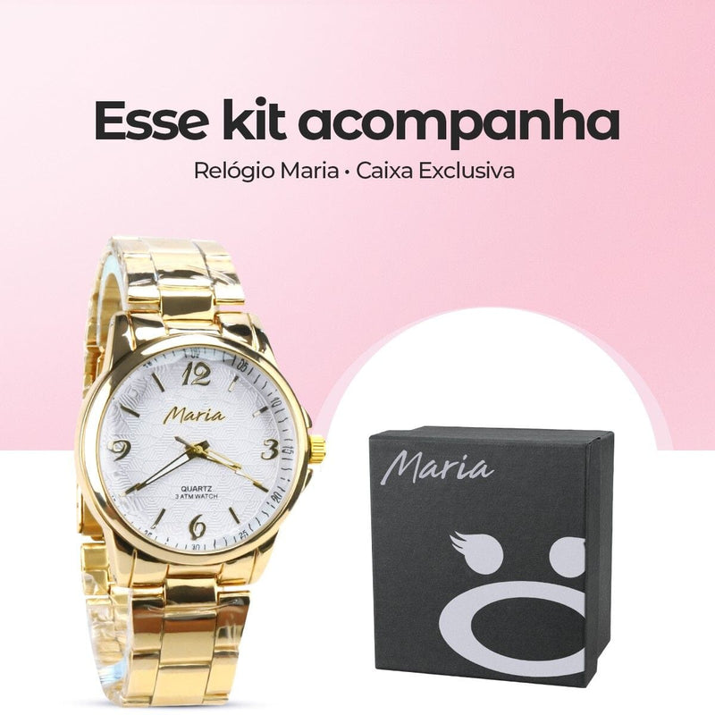 Relogio feminino dourado aço inox caixa dourado analogico