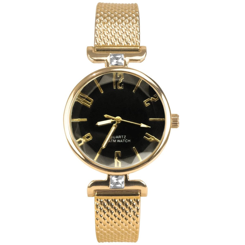 Relogio feminino dourado banhado aço inox silicone + caixa