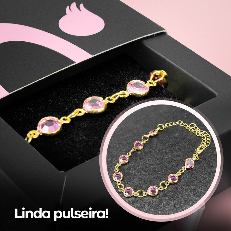 Relogio feminino dourado strass + colar coração + pulseira aço inoxidavel ouro presente social