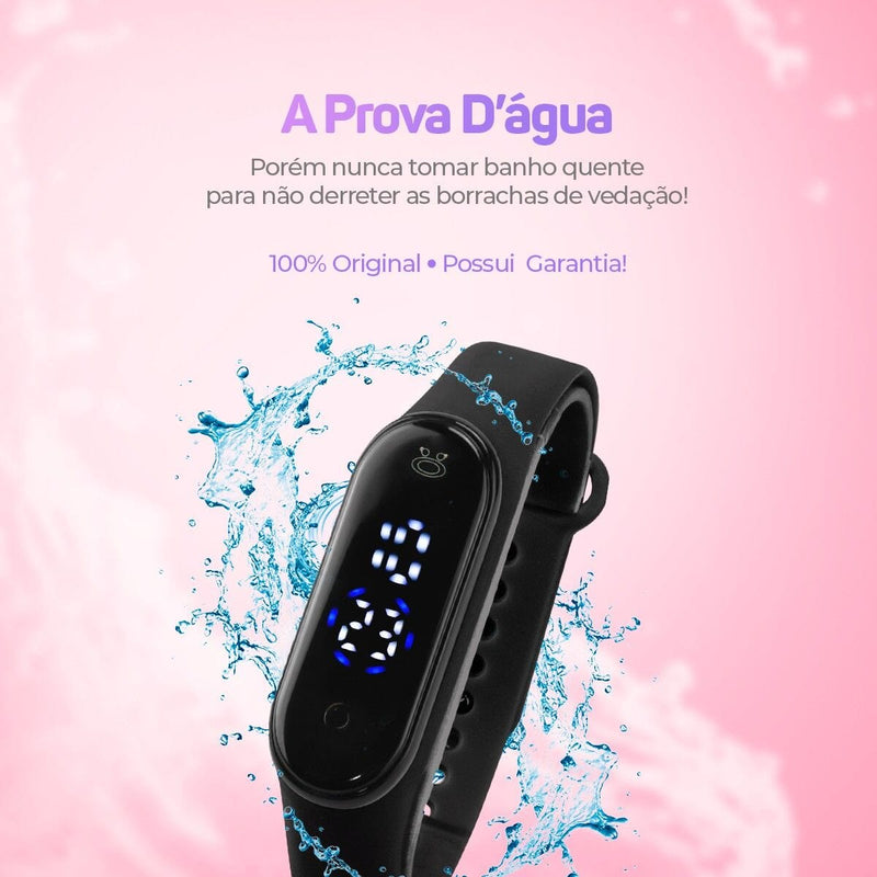 Relogio feminino led digital silicone prova dagua brecelete