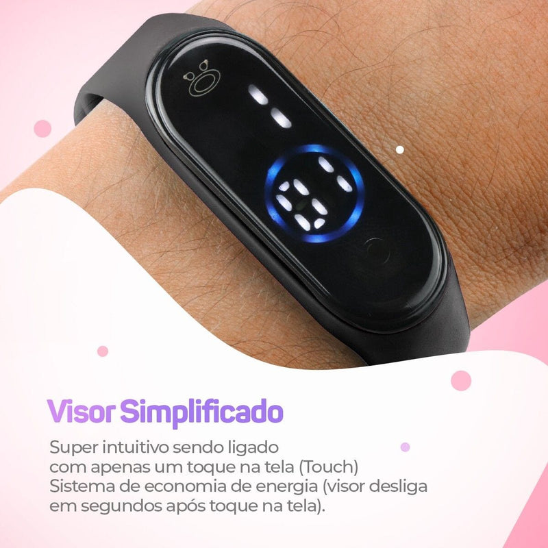 Relogio feminino led digital silicone prova dagua brecelete