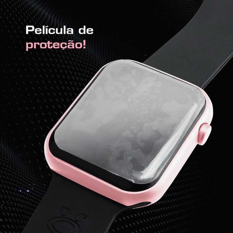 Relógio feminino rosa digital prova d'água quadrado silicone