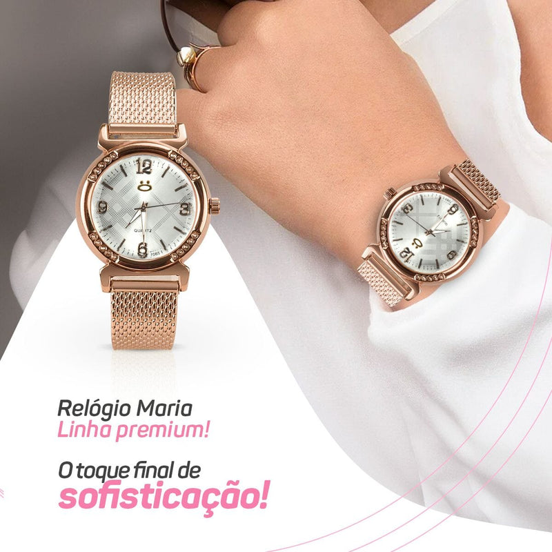 relogio feminino silicone aço inox caixa rose banhado