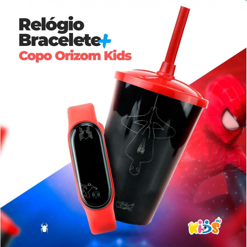 Relogio infantil prova dagua digital + copo menino combo