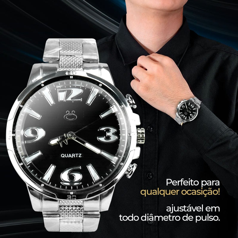 Relogio masculino aço inox + caixa social original religioso