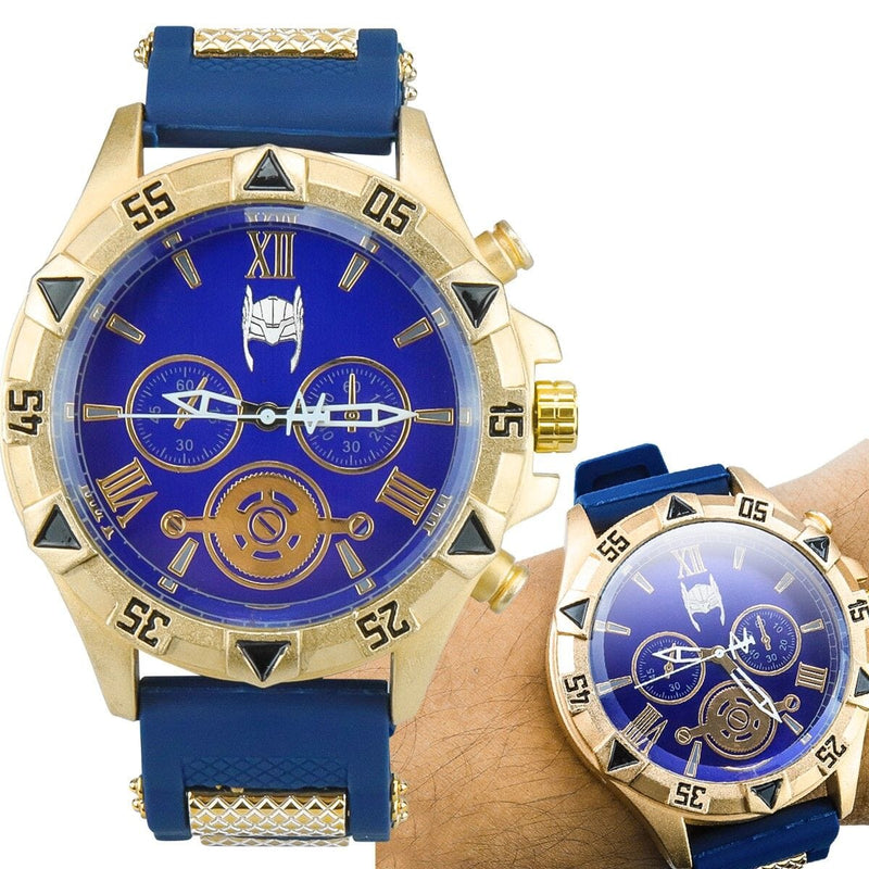 relogio masculino aço inox dourado silicone thor banhado