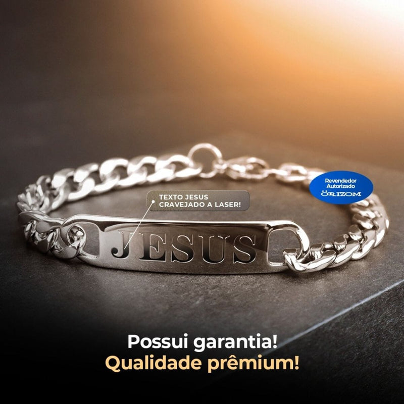 Relogio masculino aço inox prata + pulseira pai nosso