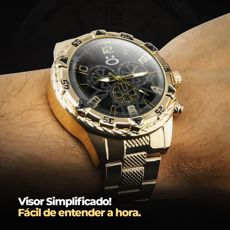 relógio masculino aço inox + pulseira + cordão crucifixo