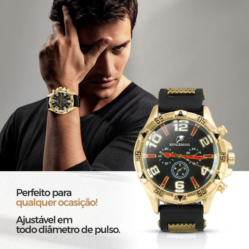 relogio masculino banhado ouro aço + crucifixo + pulseira prova dagua pallyjane