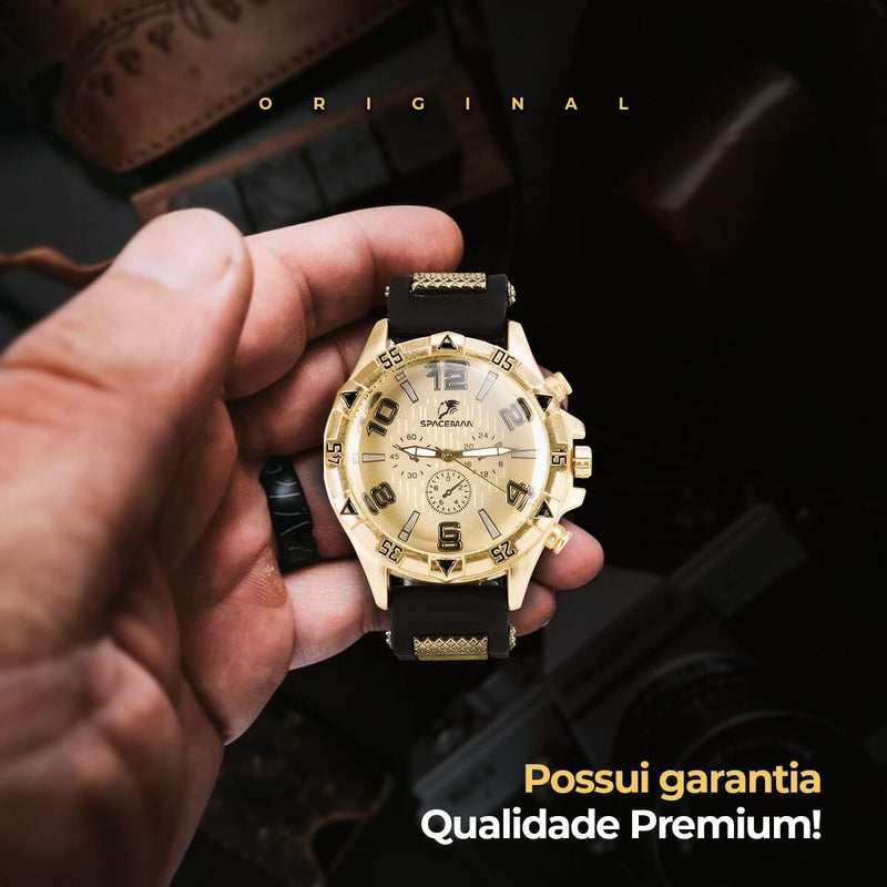 relogio masculino banhado ouro aço + crucifixo + pulseira prova dagua pallyjane