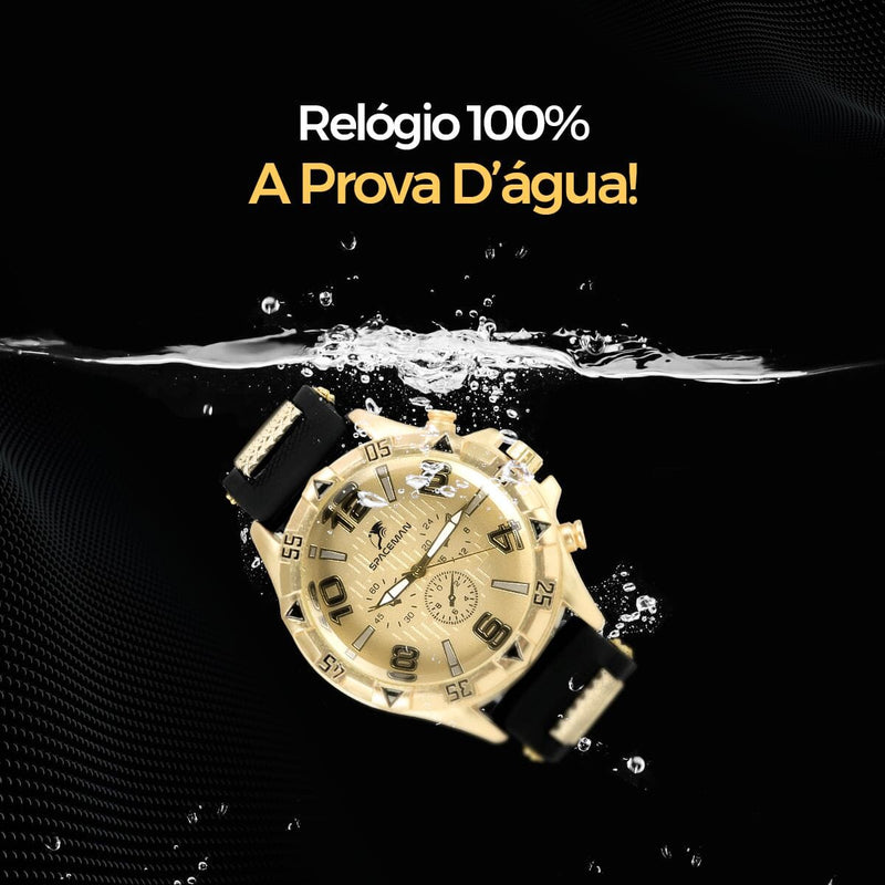 relogio masculino banhado ouro aço + crucifixo + pulseira prova dagua pallyjane