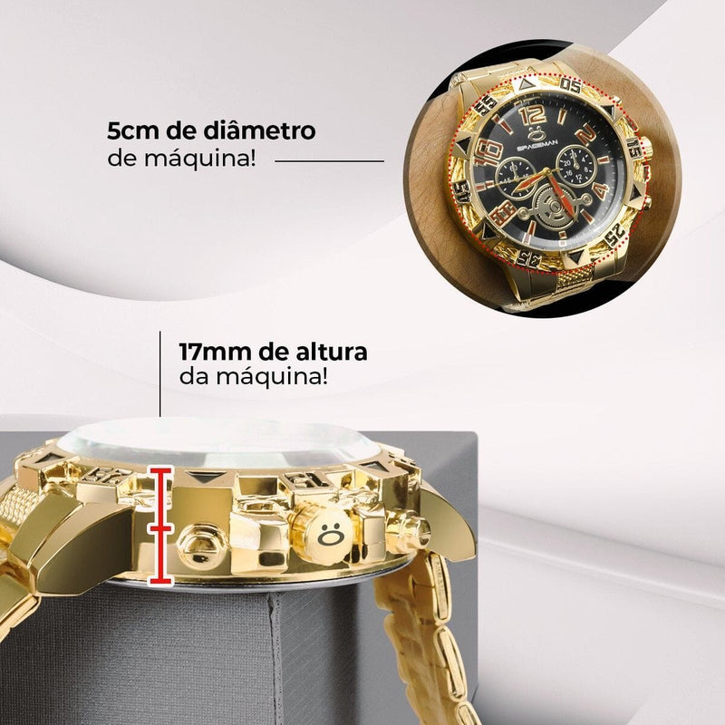 Relogio masculino dourado pulseira jesus preto analogico