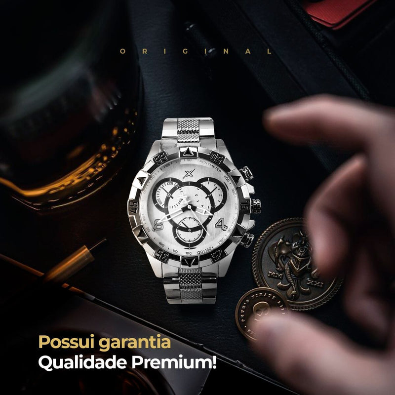 relogio masculino prata aço inox durável qualidade premium