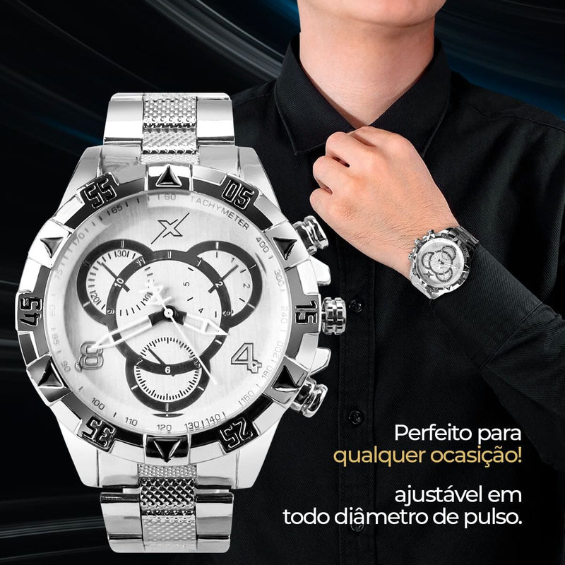 relogio masculino prata aço inox durável qualidade premium