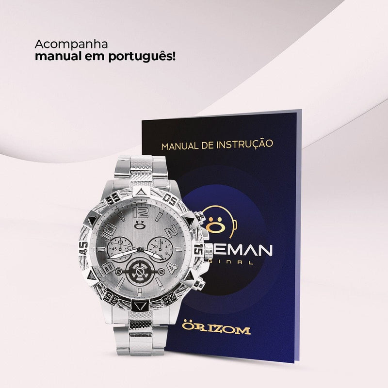 Relogio prata caixa masculino personalizado aço inox