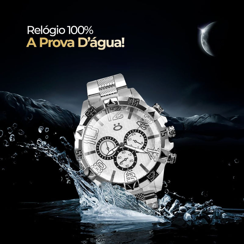 relogio prova dagua aço inox + cordão + pulseira + caixa