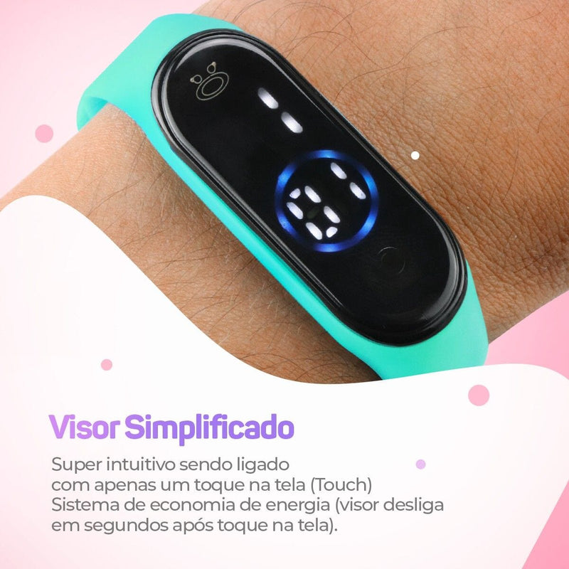 relogio silicone prova dagua bracelete feminino digital