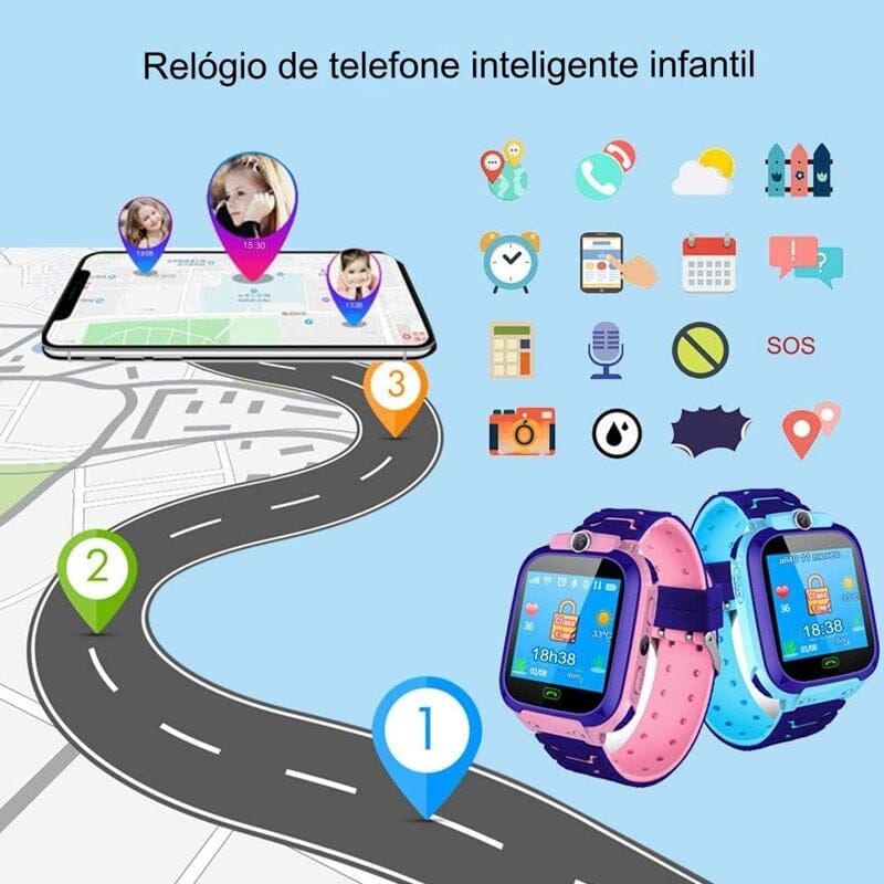 Relógio SmartWatch Infantil Q12 Com GPS Rastreador