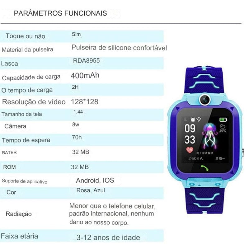 Relógio SmartWatch Infantil Q12 Com GPS Rastreador