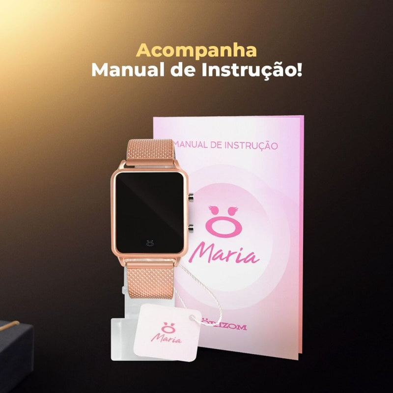 Rose digital relogio feminino + quadrado + premium quality