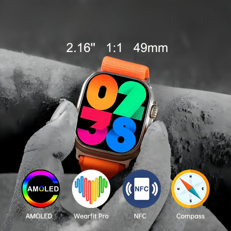 Smartwatch Hw9 Ultra Max Serie 9 Tela Amoled 49mm Bússola Pulseira Extra