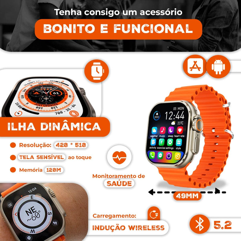 Smartwatch Ultra 9 Plus Serie 9 49mm Com NFC Trava Para Pulseiras Lançamento